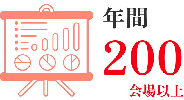 年間200会場以上